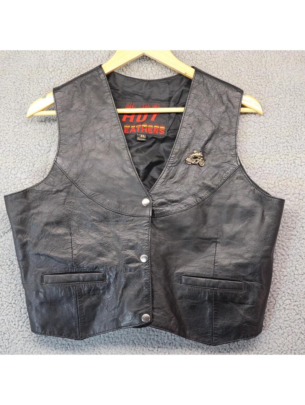 Hot Leathers Vest Men 2XL Black Leather Biker Motorcycle XXL